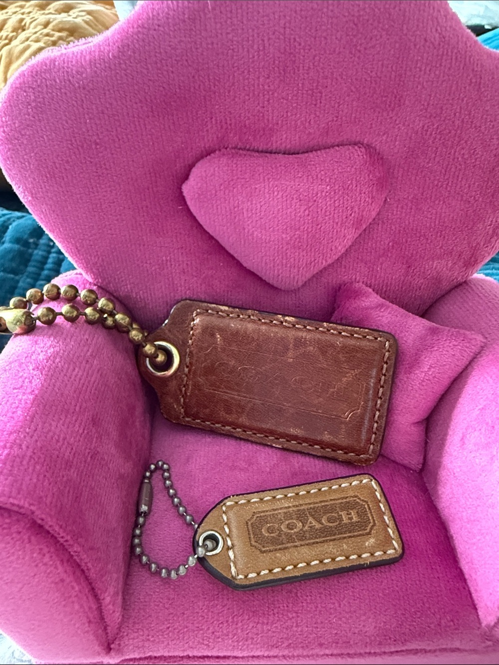 Coach Set of Two Brown Leather Hang Tags.